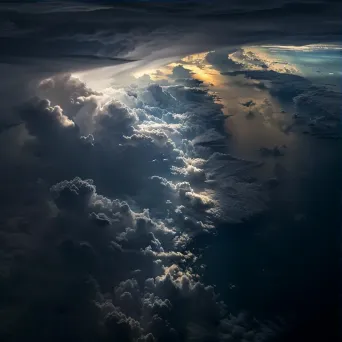 Dramatic thunderstorm clouds seen from airplane in aerial shot - Image 3