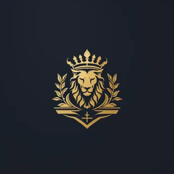 Elegant and sophisticated logo for a wealth management firm with a lion crown icon in gold and navy - Image 1