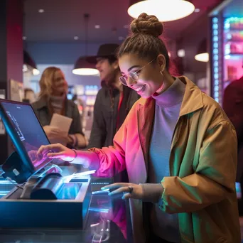 Cashier assisting a customer during a payment transaction in a retail store. - Image 4