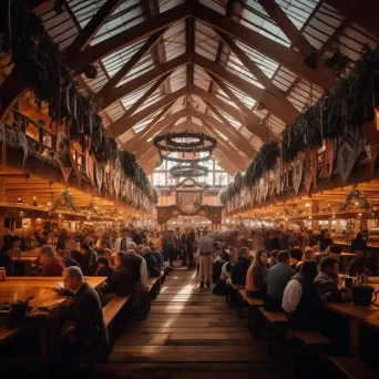 Oktoberfest beer tents with traditional decor and lively crowds - Image 3