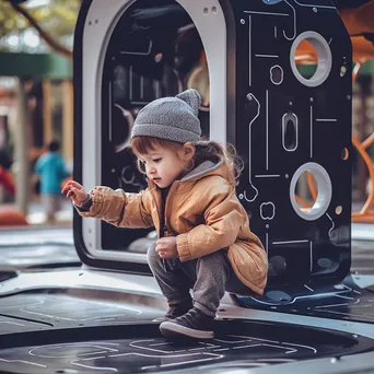 Child playing in a smart playground with interactive features. - Image 3