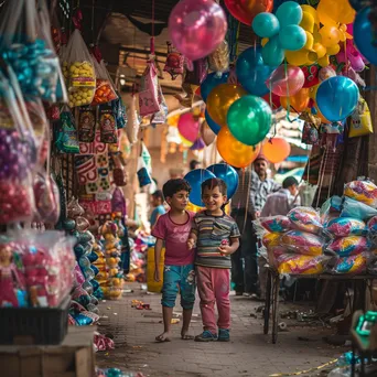 Children Playing at Bazaar