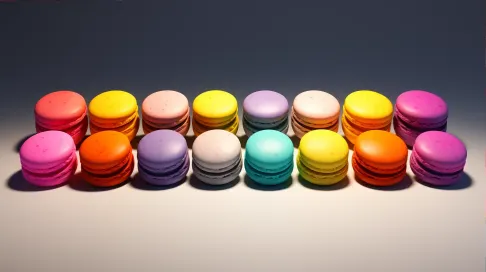 Colorful array of macarons in low poly style with spatial textures - Image 3