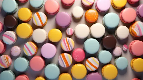 Colorful array of macarons in low poly style with spatial textures - Image 4