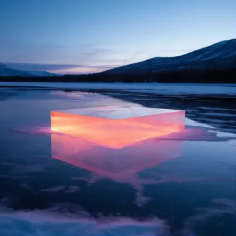 Light installation onto a frozen lake showcasing shifting colors and patterns mapping the topography - Image 1