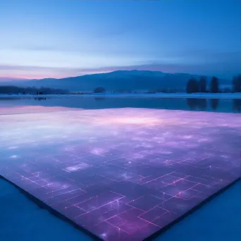 Light installation onto a frozen lake showcasing shifting colors and patterns mapping the topography - Image 3