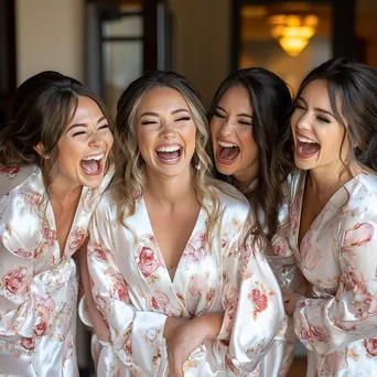 Bridesmaids laughing before the wedding - Image 4