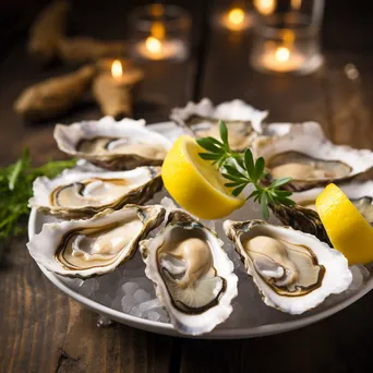 Close-up of freshly shucked oysters on a wooden table - Image 3