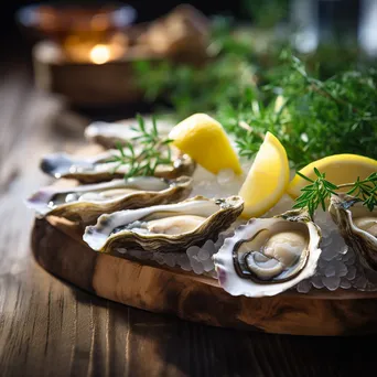 Close-up of freshly shucked oysters on a wooden table - Image 4