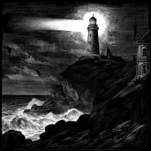 Lighthouse casting brilliant beam into dark night sky - Image 3