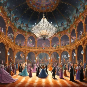 Elegantly dressed nobles dancing at a grand ball in Versailles Palace - Image 1