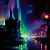 Cityscape lights blending into colors at night - Image 3