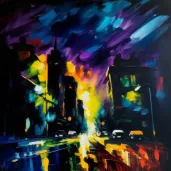 Cityscape lights blending into colors at night - Image 4