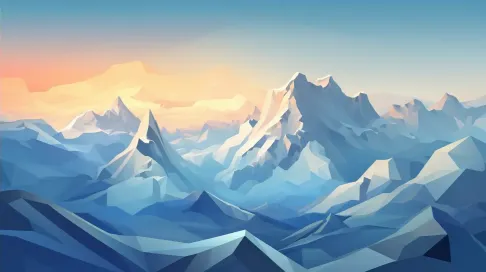 Triangular low poly mountainscape in cool tones with metallic texture - Image 4