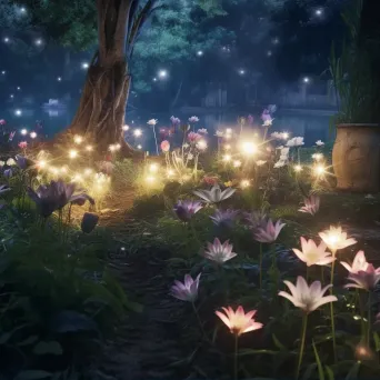 Enchanted garden with fairies and blooming flowers - Image 1