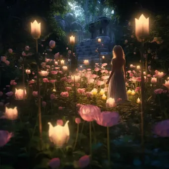 Enchanted garden with fairies and blooming flowers - Image 2