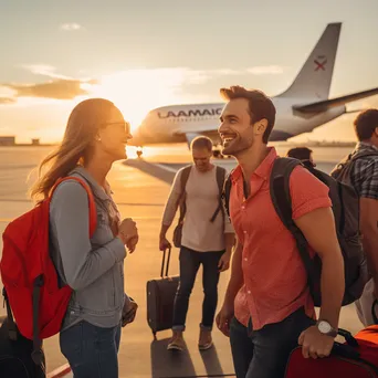 Passengers Boarding an Airplane