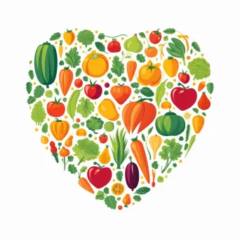 Logo with a heart shape made up of various healthy foods, in vibrant colors. - Image 2