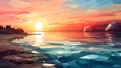 Coastal Sunset Low Poly