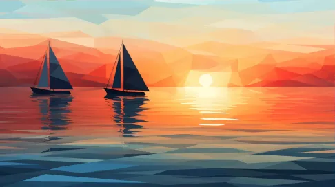 Low poly design of a coastal sunset - Image 3