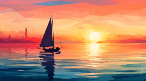 Low poly design of a coastal sunset - Image 4