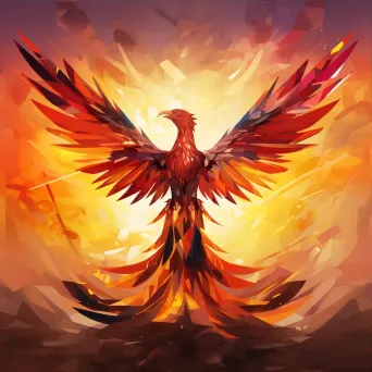 Vibrant low-poly Phoenix rising from ashes - Image 3