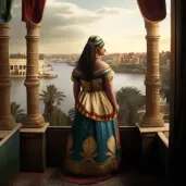 Image of Cleopatra by Nile River under Egyptian sun - Image 1