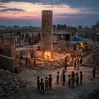 Community Gathering Around the Brick Kiln