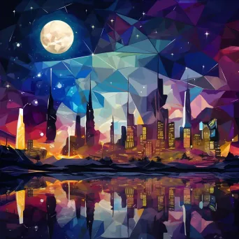 Geometric City Nightscape