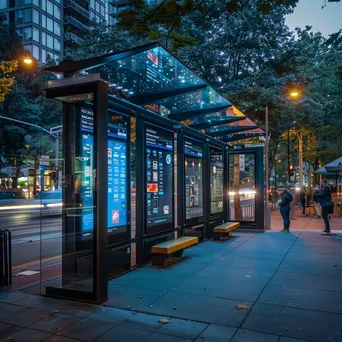 Smart bus stop with interactive screens and information displays. - Image 2