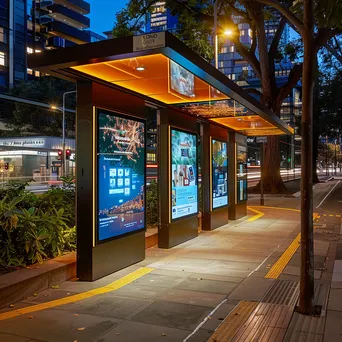 Smart bus stop with interactive screens and information displays. - Image 3