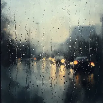 Artwork showcasing the serene beauty of rain droplets on a windowpane - Image 3