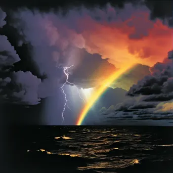 Vivid rainbow appearing in dark stormy sky creating a colorful contrast - Image 3