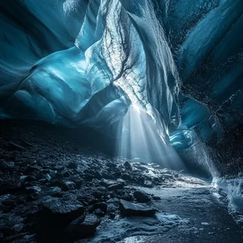 Glacier cave with light spilling through clear ice walls - Image 2