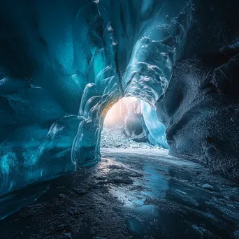 Enchanting Glacier Cave Lighting