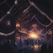 Rustic barn dance with community under string lights - Image 3