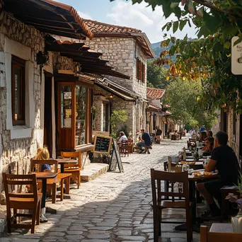 Quaint Village Café Scene