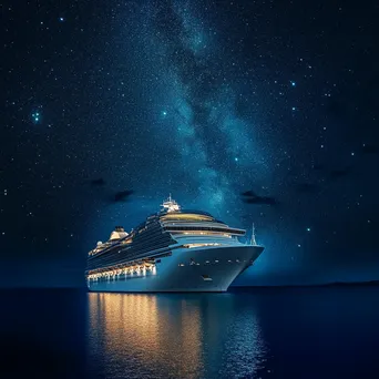 Nighttime Elegance of a Cruise Ship