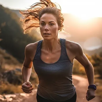 Female Runner at Sunrise