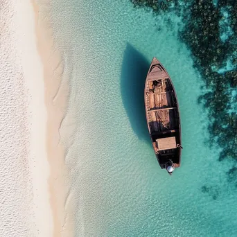 Aerial view of traditional pearl diving boat near beach - Image 3