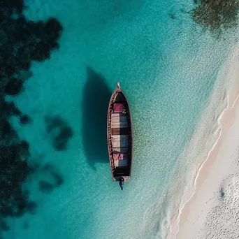 Aerial view of traditional pearl diving boat near beach - Image 4