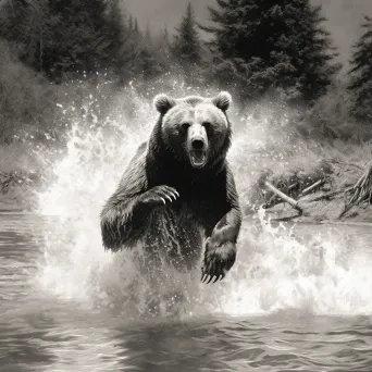 Image of a bear catching a fish in a river - Image 3