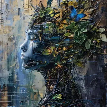 Visionary fine art portrait blending nature and technology elements - Image 1