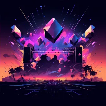 Low Poly music festival depiction with neon gradients - Image 4