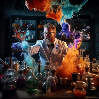 Scientist pouring chemicals in laboratory - Image 1