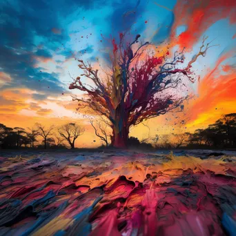 Tree Paintbrushes in Enchanted Landscape