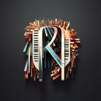 Word depicted with low poly piano keys in homage to music - Image 1