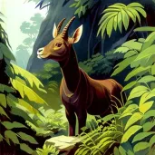 Image of a Saola standing amidst lush greenery in the Annamite Range, Vietnam - Image 1