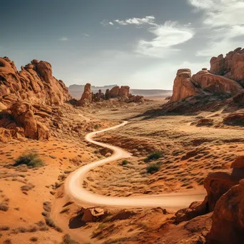 Panoramic view of a winding path among desert rock formations - Image 3