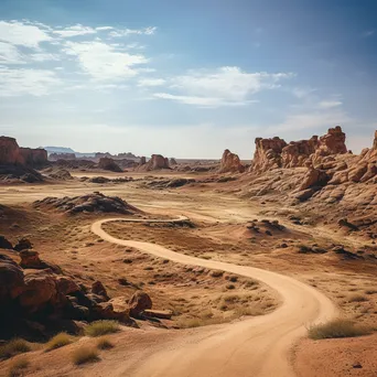 Panoramic view of a winding path among desert rock formations - Image 4